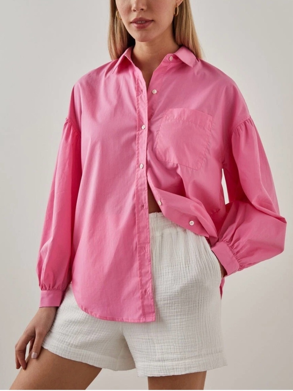 Rails Janae Pink Balloon Sleeve Button Down Shirt Quiet Luxury Minimalist 
Small